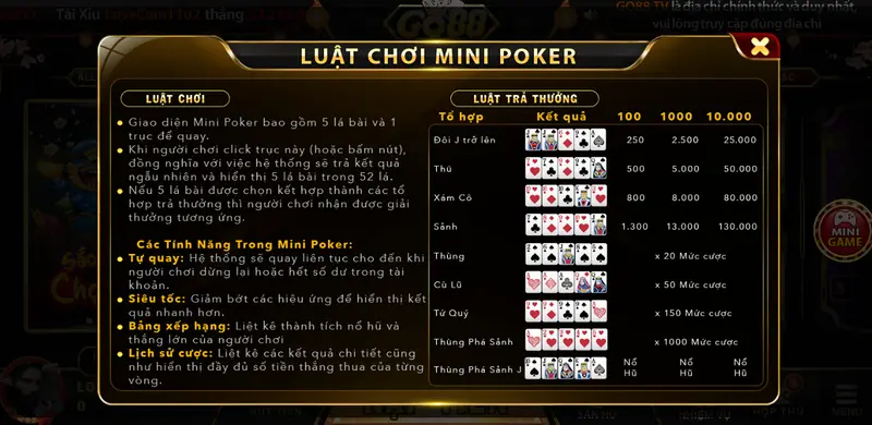 mini poker go88 club 1 luat-choi-mini-poker-Go88